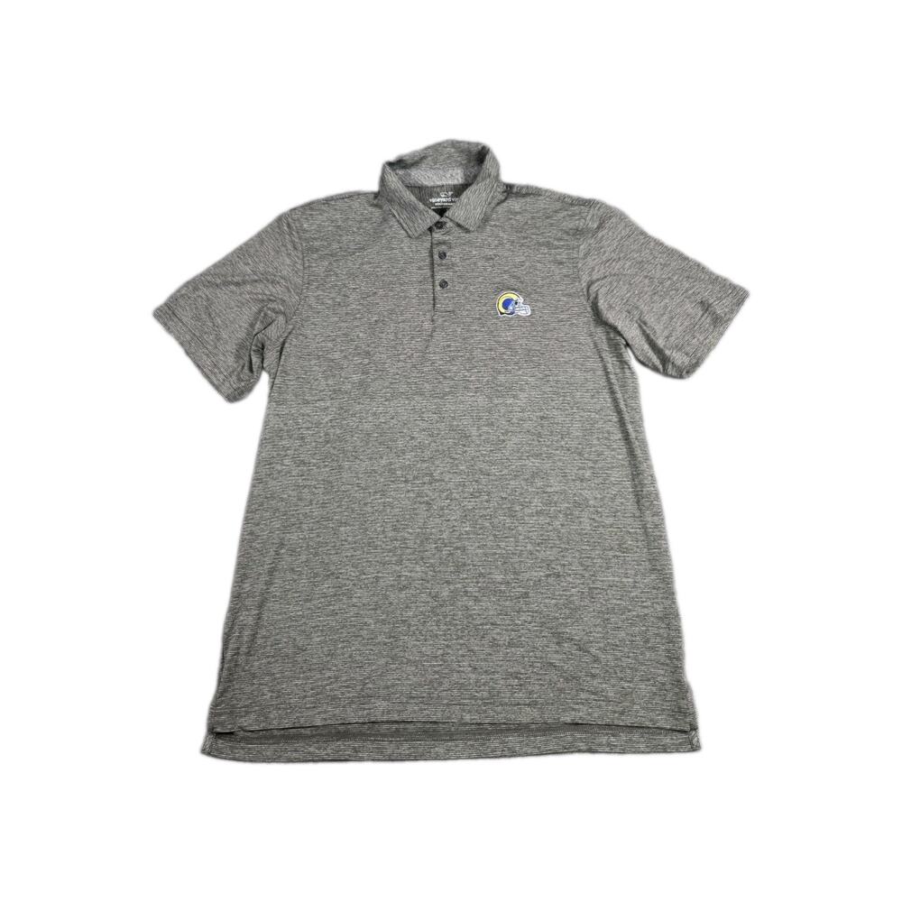 Vineyard Vines Performance Men’s L Gray LA Rams Embroidery Striped Stretch Polo